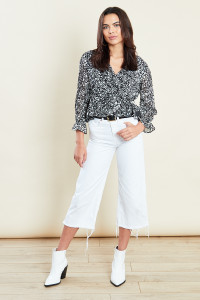 Star Print Frill Hem Wrap Top