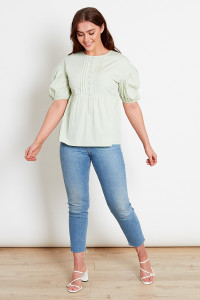 Sage Green Cotton Collar Top