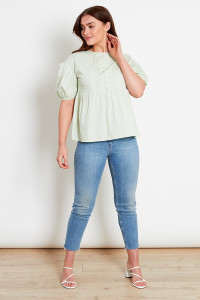 Sage Green Cotton Collar Top