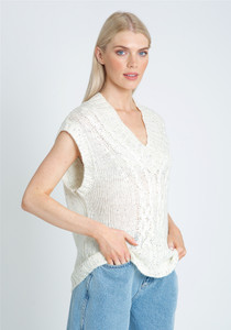 Knitted Tank With Cable Stitch Detail In Multi Col Flecked Yarn