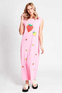 Maxi Tank Dress With Strawberries Print