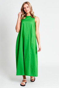 Very Oversized Sleeveless A-Line Maxi Dress In Cotton Poplin 