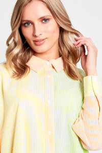 Oversized Loose Fit Shirt With Dropped Shoulder In Contrast Stripe Panels