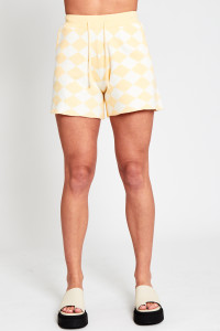 Loose Fit Short In Diamond Jacquard Knit