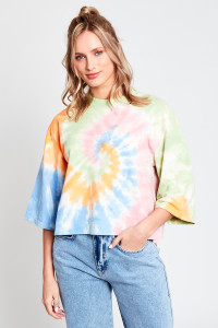 Oversized Cropped Sweat In All Over Tie Dye