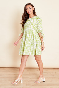 Elastic Back Detail Smock Mini Dress