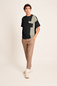 Black Relaxed T-Shirt With Tonal Panel