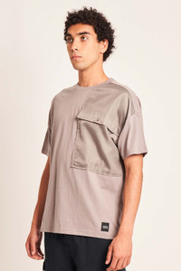 Grey Relaxed Fit T-Shirt With Nylon Pocket