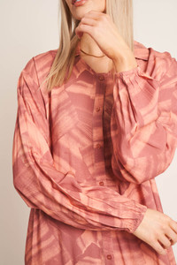 Ecovera Viscose Printed Smock Shirt Dress With Blouson Sleeves