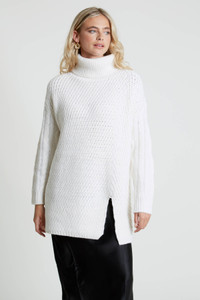 Chunky Cable Knit Roll Neck Jumper