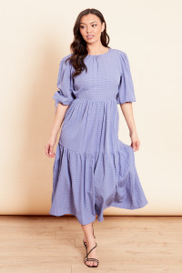 Back Detail Tie Sleeve Smock Dress