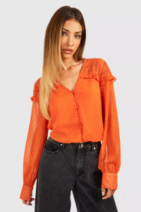 Dobby Lace  Blouse Rust
