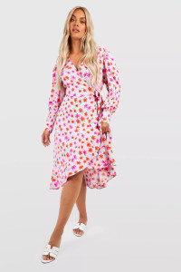 Floral Wrap Midi Dress