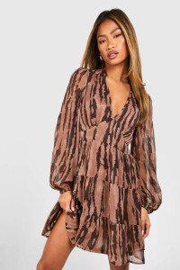 Animal Print Chiffon Smock Dress 