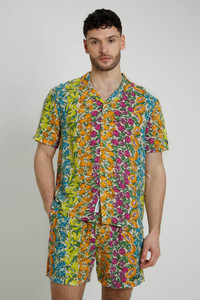 Fruit Printed Ecovero Viscose Short Sleeve Shirt