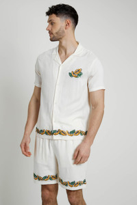 Fruit Embroidered Ecovero Viscose Short Sleeve Shirt