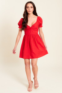 Sweetheart Twist Front Mini Dress