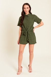 Khaki Elasticated Waist Short With Pockets