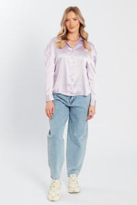 Lilac Long Sleeves Satin Shirt 