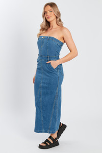 Denim Bandeau Midaxi Dress