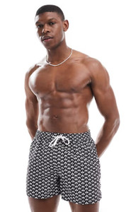 Cloud Geo Print Swim Short In Black