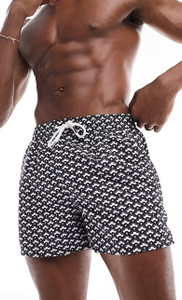 Cloud Geo Print Swim Short In Black