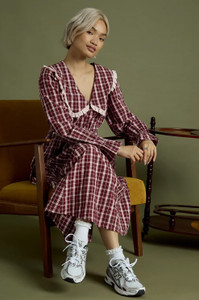 Mia Textured Check Midaxi Dress