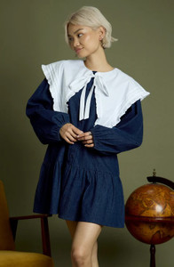Zuri Oversized Collar Denim Mini Smock Dress