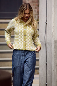 Wide Collar Cardigan In Yellow