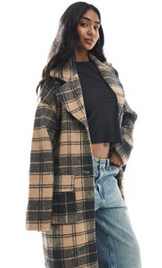 Camel Check Overcoat