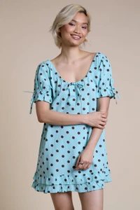 Blue Polka Dot Smock Mini Dress