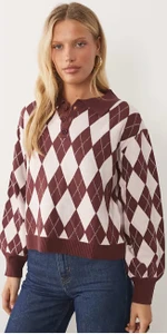Wednesdays Girl Arygle collared jumper in pink