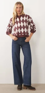 Wednesdays Girl Arygle collared jumper in pink