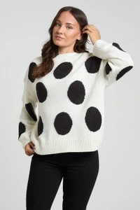 Black Pot Oversized Long Sleeves Boyfriend Jumper