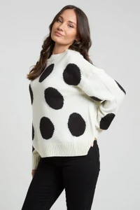 Black Pot Oversized Long Sleeves Boyfriend Jumper