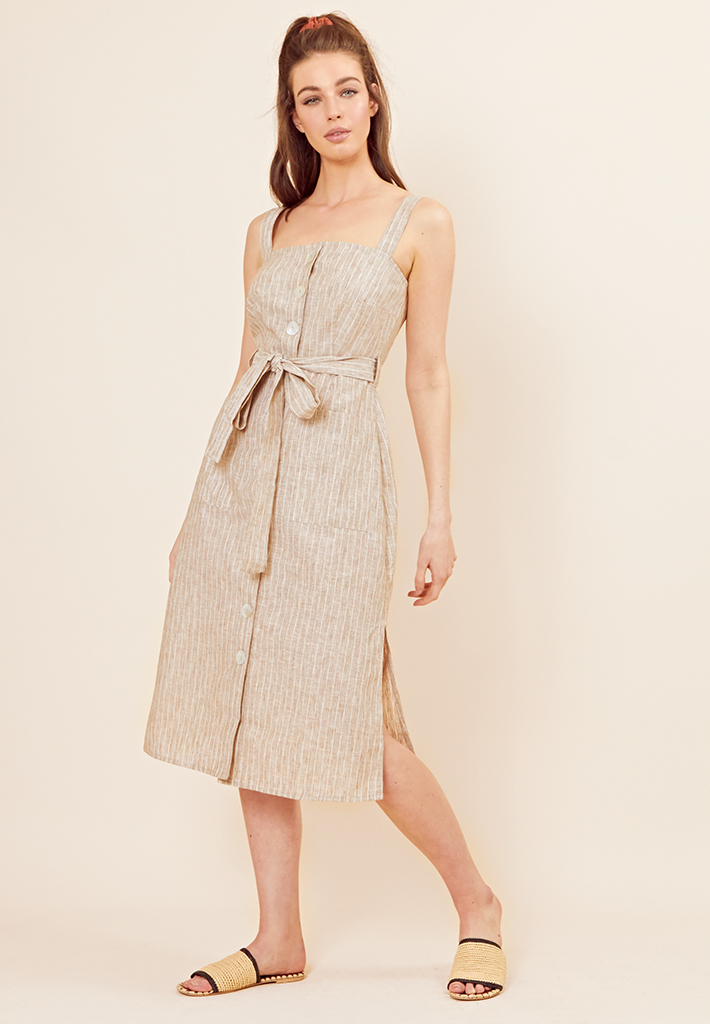 pinstripe midi dress