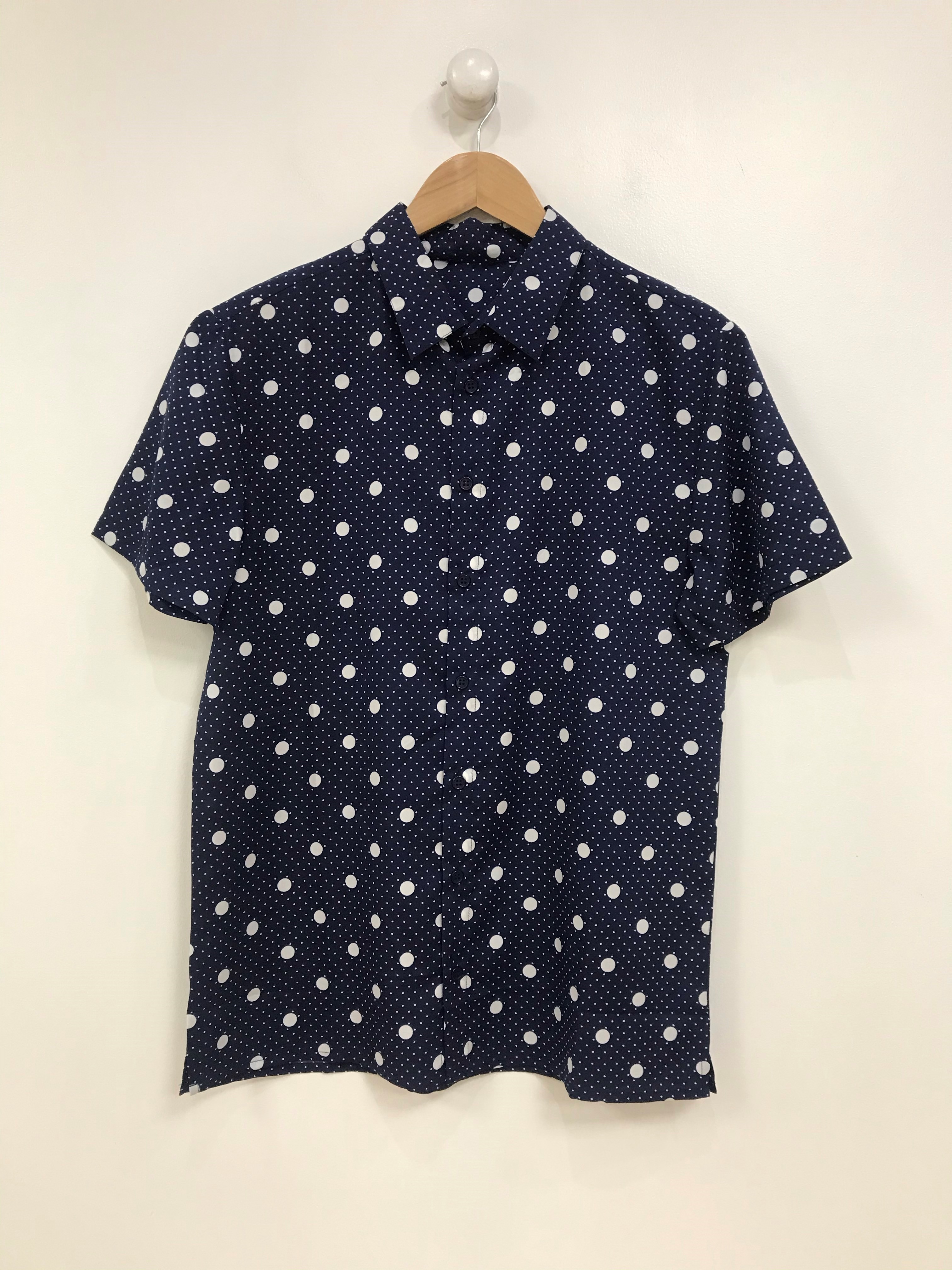 navy polka dot blouse uk