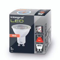 Integral 5w 220-240v 130lm Red LED GU10 Non-Dimmable 40 Degree Beam ILGU10NH106