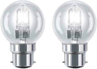 Status 42w 240v BC B22 Halogen Round Ball G45 Golfball - Pack of 2