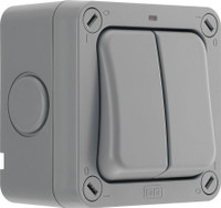 BG Electrical WP42 IP66 2 Gang 2 Way 20A SP Switch With Neon LED
