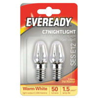 Eveready 7W 240V SES E12 Night Light Incandescent Light Bulb - Twin Pack
