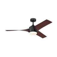 Westinghouse Evan 132cm Indoor Ceiling Fan Matte Black & Walnut with Dimmable LED Light & Remote 72270