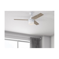 Modern white ceiling fan with integrated LED light – features a sleek 3-blade design, ideal for contemporary interiors. This energy-efficient fan provides powerful air circulation and ambient lighting in one stylish fixture. Perfect for bedrooms, kitchens, and office spaces. Durable finish, low-noise motor, and minimalist aesthetic make it a versatile choice for modern homes and commercial spaces.