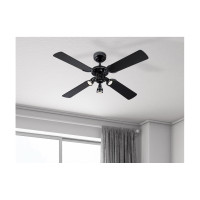 Westinghouse Princess Euro 105 cm Ceiling Fan – Brushed Gun Metal, Black/Applewood Blades, 3 Spot Lights 73061