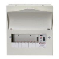 Wylex NMRS806LA 8 Way Consumer Unit with 100A 30mA Type A RCD Incomer – Metal Enclosure