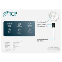 TCP White Pedestal Fan – Quiet, 3D Oscillation, Remote Control & Powerful Cooling TCP White Pedestal Fan – Quiet, 3D Oscillation, Remote Control & Powerful Cooling