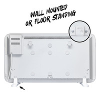 TCP 2000W white electric panel heater on wall — wall-mounted mode with slim profile and LED display