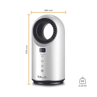 TCP Smart portable ceramic fan heater placed in bedroom for quiet, energy-efficient comfort