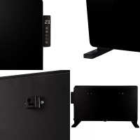 TCP 2000W black glass panel heater with side control panel and digital LED display