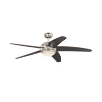 Bendan LED 132cm Indoor Ceiling Fan Satin Chrome Finish Wengue Blades Opal Frosted Glass 72068